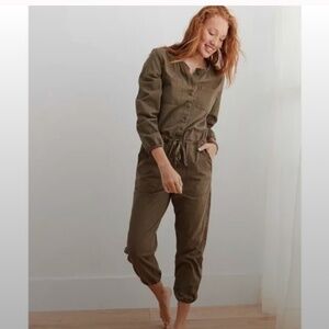 Aerie Olive Green Softest Utility One Piece Jumpsuit Size Small